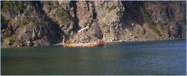 A Viking boat at sea